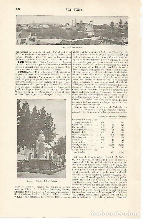 Postais: LAMINA ESPASA 22711: Vista de Sueca Valencia - Varios