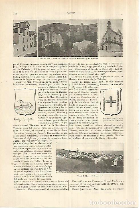 Postais: LAMINA ESPASA 28207: Vistas y escudo de Canet de Mar Barcelona - Varios