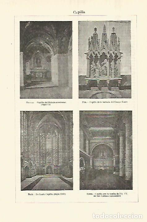 Postkarten: LAMINA ESPASA 28262: Capillas en Ravena Pisa Roma y Paris - Varios