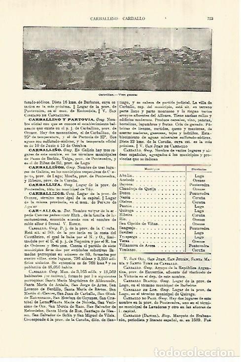 Cartes Postales: LAMINA ESPASA 28308: Vista de Carballino Orense - Varios
