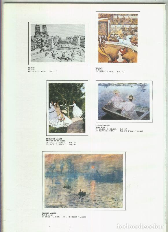 Postkarten: El Arte a su alcance lamina 09: Arte: El sena (Roffet), El circo (Seurat), Barca Azul (Monet) - Jaim