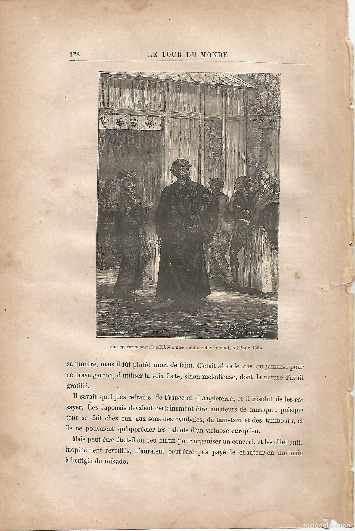 Cartoline: LAMINA 1227: VERNE. Passepartout sortait affuble d une ville vieille robe japonaise - Jules Verne