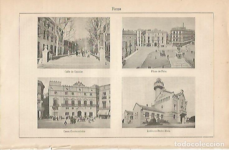 Postales: LAMINA ESPASA 1059: Vistas de Reus Tarragona - Varios Autores