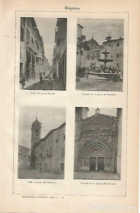 Postais: LAMINA ESPASA 1035: Vistas de Requena Valencia - Varios Autores