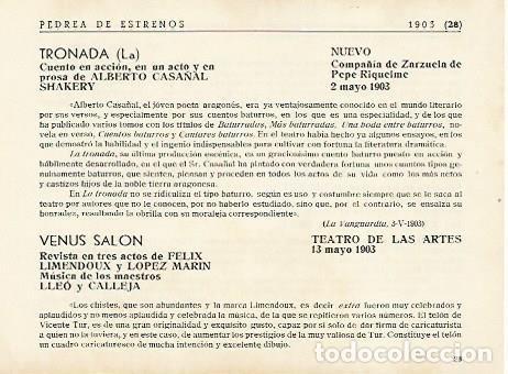 Postkarten: LAMINA 2918: Estrenos de teatro en Barcelona en 1903 - Jose Maria Junyent (director)