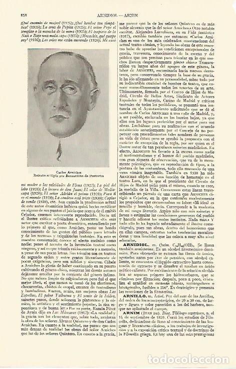 Postales: LAMINA ESPASA 10890: Carlos Arniches retrato de Pantorba - Varios