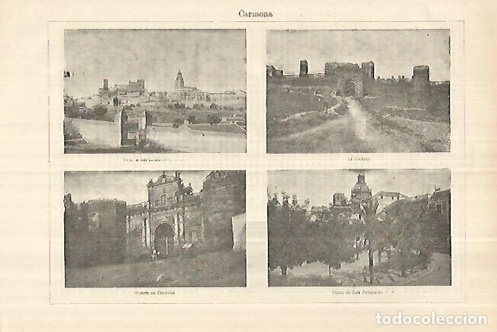 Postkarten: LAMINA ESPASA 28378: Alcazar Alameda y Plaza de San Fernando en Carmona Sevilla - Varios