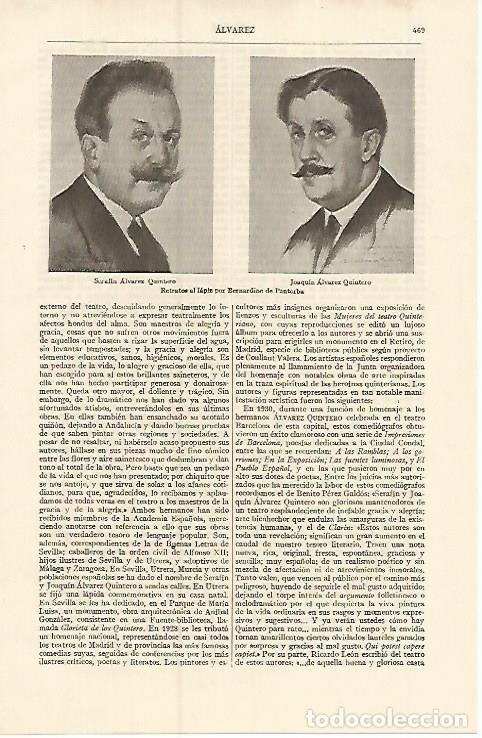 Postkarten: LAMINA ESPASA 10850: Retratos de los hermanos Alvarez Quintero por Bernardino de Pantorba - Varios