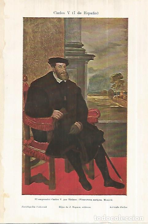 Cartes Postales: LAMINA ESPASA 28350: El emperador Carlos V por Tiziano - Varios