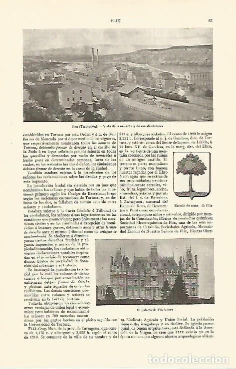 Postais: LAMINA ESPASA 28597: Estacion y escudo de Flix Tarragona - Varios