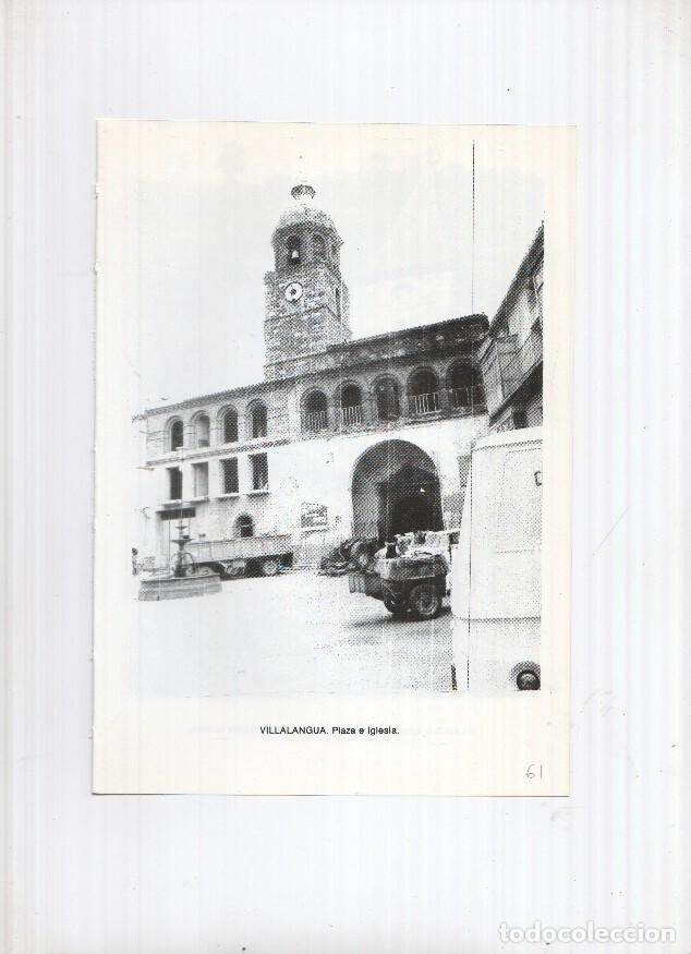 Cartoline: Historia de Aragon: lamina numero 061: Villalangua (plaza e iglesia) y Vilanova (iglesia de santa ma