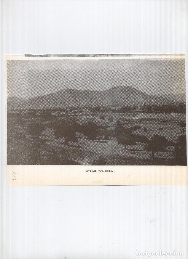 Postcards: Historia de Aragon: lamina numero 117: Ayerbe (vista general) y Montearagon (emplazamiento) -