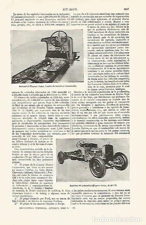 Postales: LAMINA ESPASA 19101: Cuadro de mandos y bastidor de Hispano Suiza - Varios