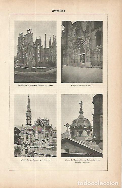 Postkarten: LAMINA ESPASA 9772: Sagrada Familia Catedral iglesia de las Salesas y La Merce en Barcelona - Varios