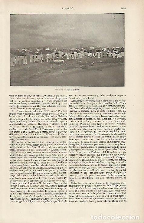 Postales: LAMINA DE ESPASA 288: Vista general de Vinaroz - Varios autores