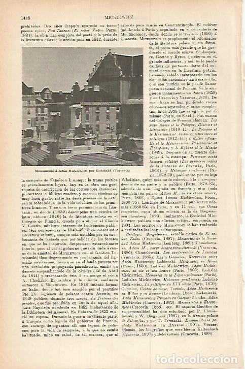 Postais: LAMINA ESPASA 17922: Monumento a A. Michiewicz en Varsovia - Varios