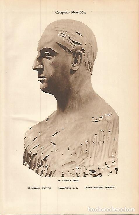 Postales: LAMINA ESPASA 9370: Gregorio Mara&ntilde;on por E. Barral - Varios