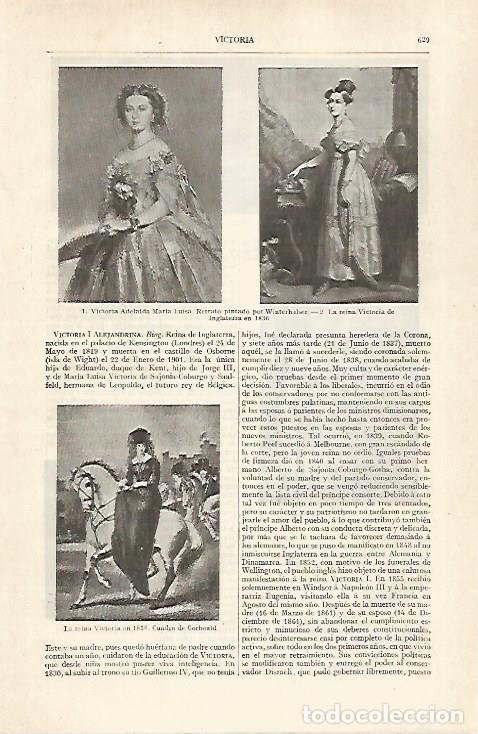 Cartes Postales: LAMINA ESPASA 28916: Retratos de Victoria Adelaida Maria Luisa y la reina Victoria de Inglaterra - V