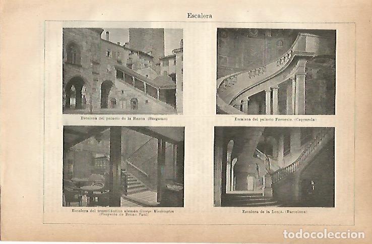 Postkarten: LAMINA ESPASA 18853: Escalera en Bergamo Caprarola Barcelona y del barco George Washington - Varios