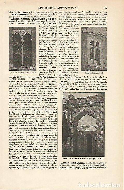 Cartoline: LAMINA ESPASA 12720: Alcazar de Sevilla y Mezquita de Ajmir India - Varios
