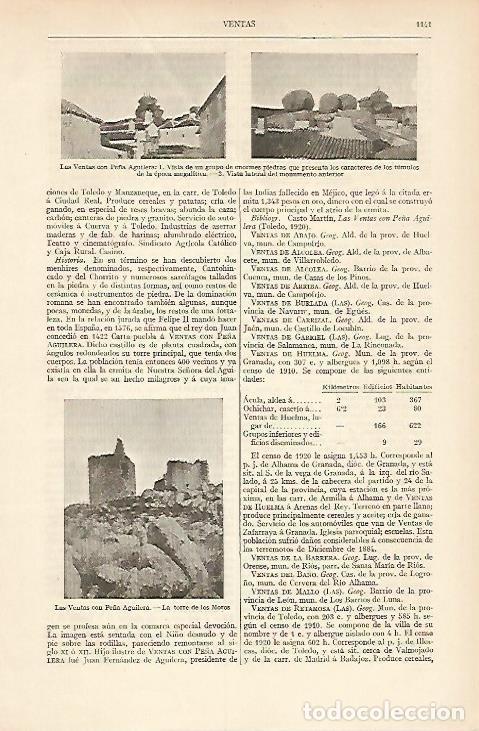 Postcards: LAMINA ESPASA 6042: Vistas de Las Ventas con Pe&ntilde;a Aguilera Toledo - Varios Autores