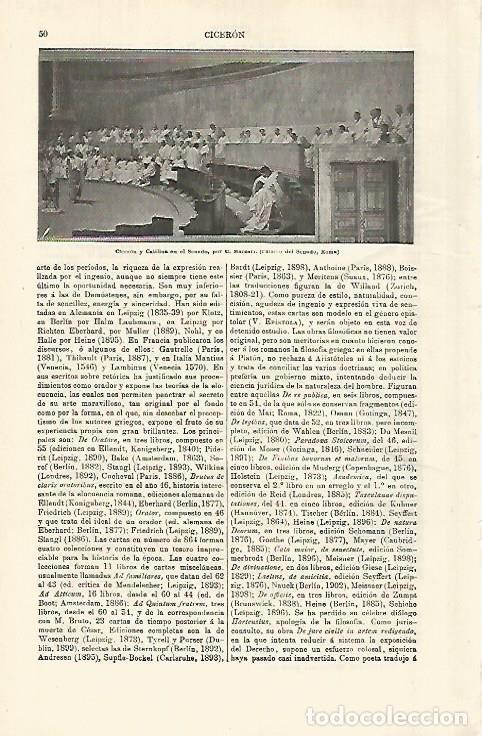 Postales: LAMINA ESPASA 29259: Ciceron y Catilina en el Senado por C. Maccari - Varios