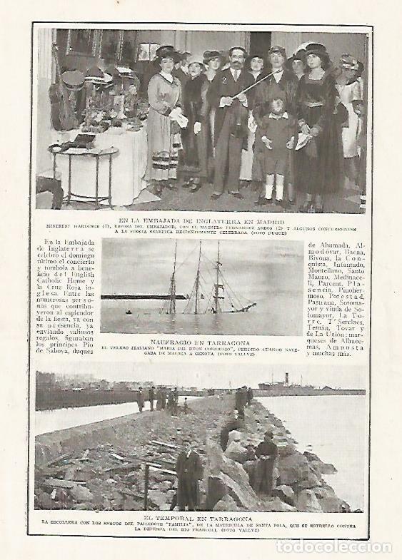 Postcards: LAMINA BLANCO Y NEGRO 7419: Embajada de Inglaterra en Madrid y naufragio y temporal en Tarragona - V