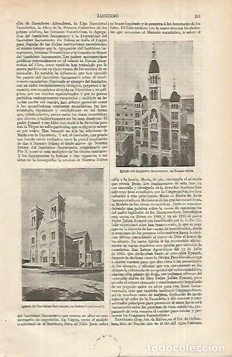 Postkarten: LAMINA ESPASA 12301: Iglesias del Santisimo Sacramento en Buenos Aires y en Sainte Foy - Varios