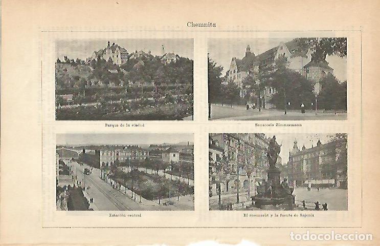 Postkarten: LAMINA ESPASA 1923: Vistas de Chemnitz Alemania - Varios Autores