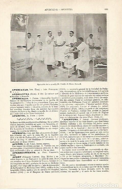 Postales: LAMINA ESPASA 19065: Operacion de apendicitis por M. Balasch - Varios