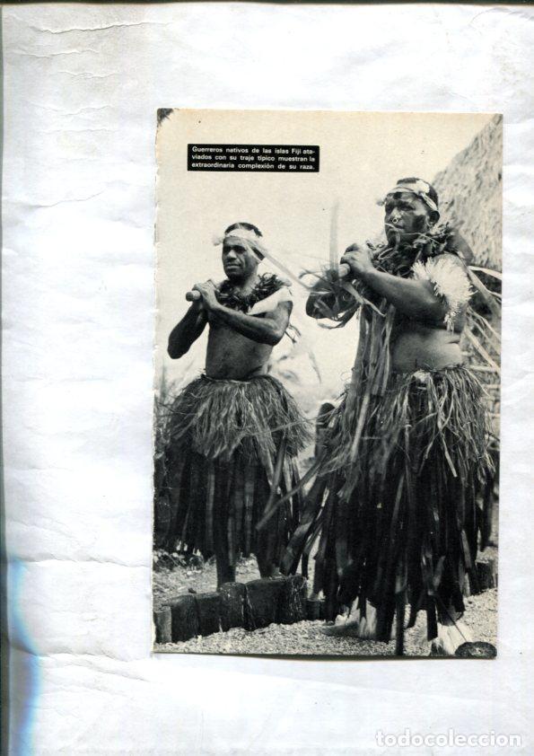 Postcards: Foto: Nativos de las islas Fiji y Templo de Wevurukannala en Ceilan -