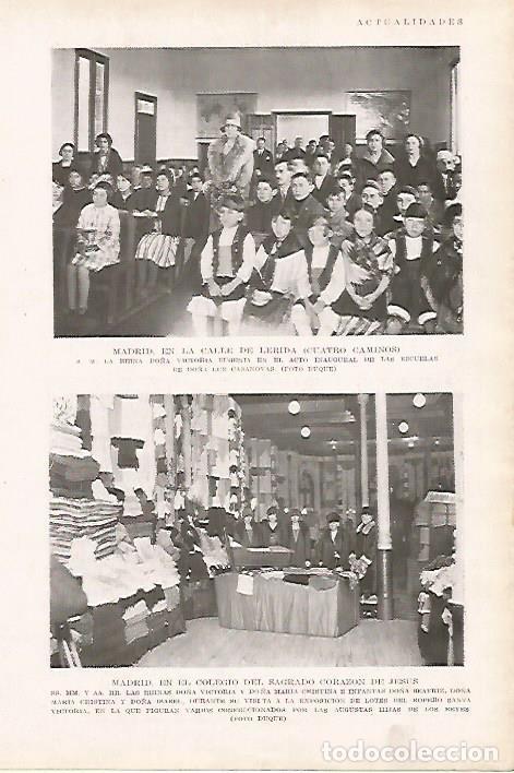 Postcards: LAMINA BLANCO Y NEGRO 7698: LA reina Victoria en las Escuelas de Luz Casanovas en Madrid - Varios