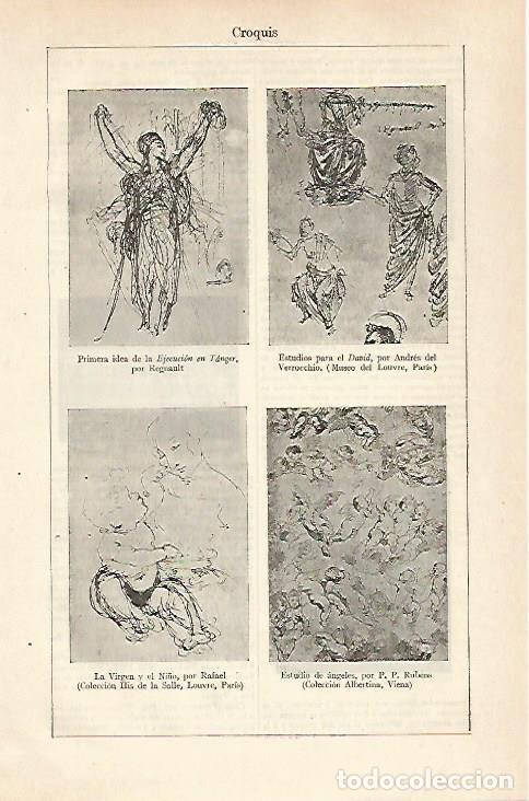 Postkarten: LAMINA ESPASA 29770: Croquis por Regnault Verrrocchio Rafael y Rubens - Varios