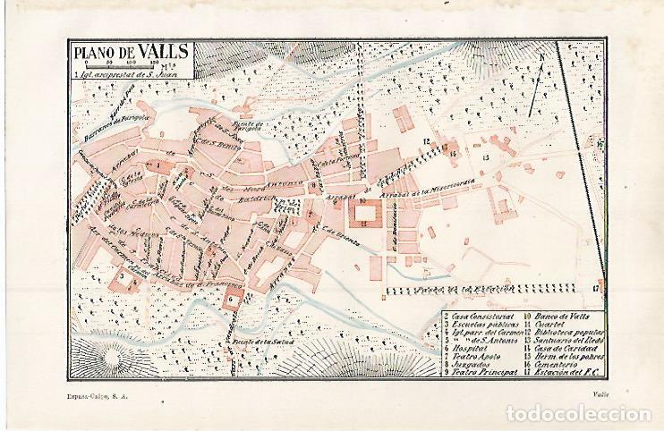 Cartes Postales: LAMINA ESPASA 30133: Plano de Valls Tarragona - Varios