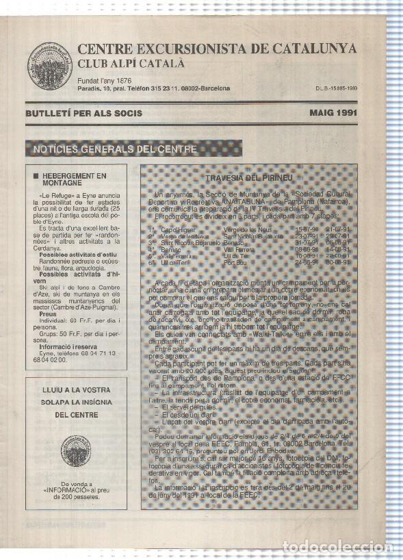 Cartoline: Butlleti: maig 1991 - Centre Excursionista de Catalunya Club Alpi Catala