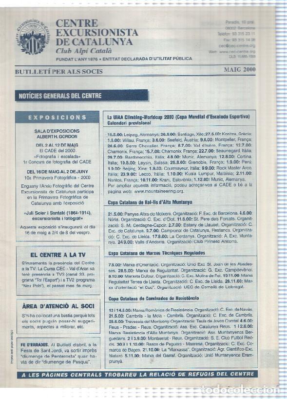 Postales: Butlleti: maig 2000 - Centre Excursionista de Catalunya Club Alpi Catala. Xarxa de xalets i refugis