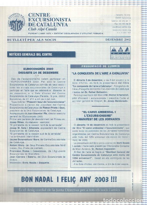 Postales: Butlleti: Desembre 2002 - Centre Excursionista de Catalunya Club Alpi Catala.