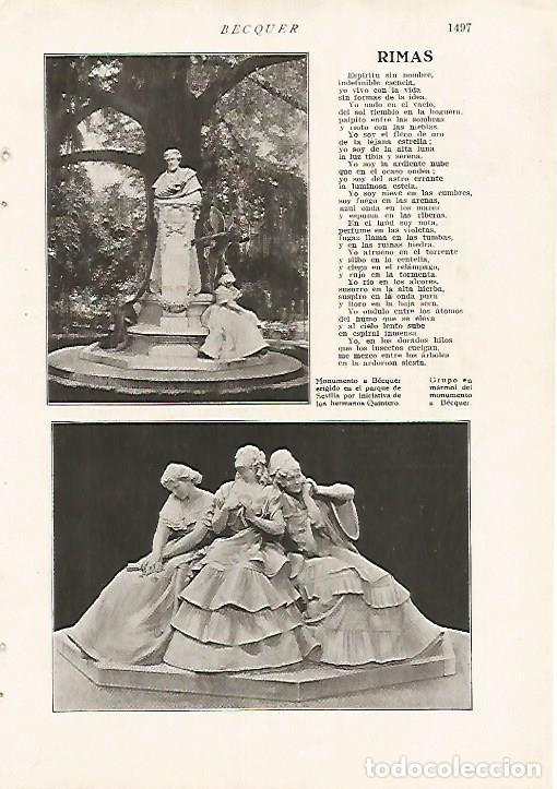 Postales: LAMINA 8813: Monumento a Becquer en Sevilla - Varios