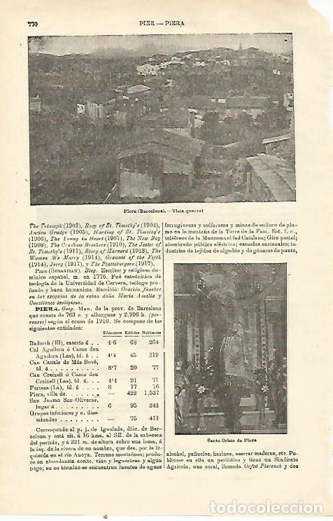 Postales: LAMINA ESPASA 23224: vista de Piera Barcelona - Varios
