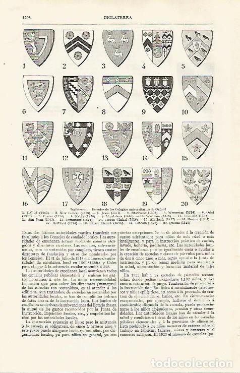 Postales: LAMINA ESPASA 30383: Escudos de los Colegios Univeersitarios de Oxford - Varios