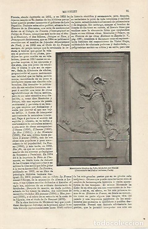Postales: LAMINA ESPASA 23935: Monumento a Julio Michelet en Paris - Varios