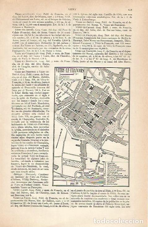 Postcards: LAMINA ESPASA 30478: Plano de Vitry le Francois Francia - Varios