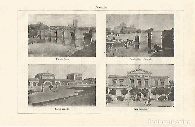 Postales: LAMINA ESPASA 24258: Vistas de la ciudad de Palencia - Varios