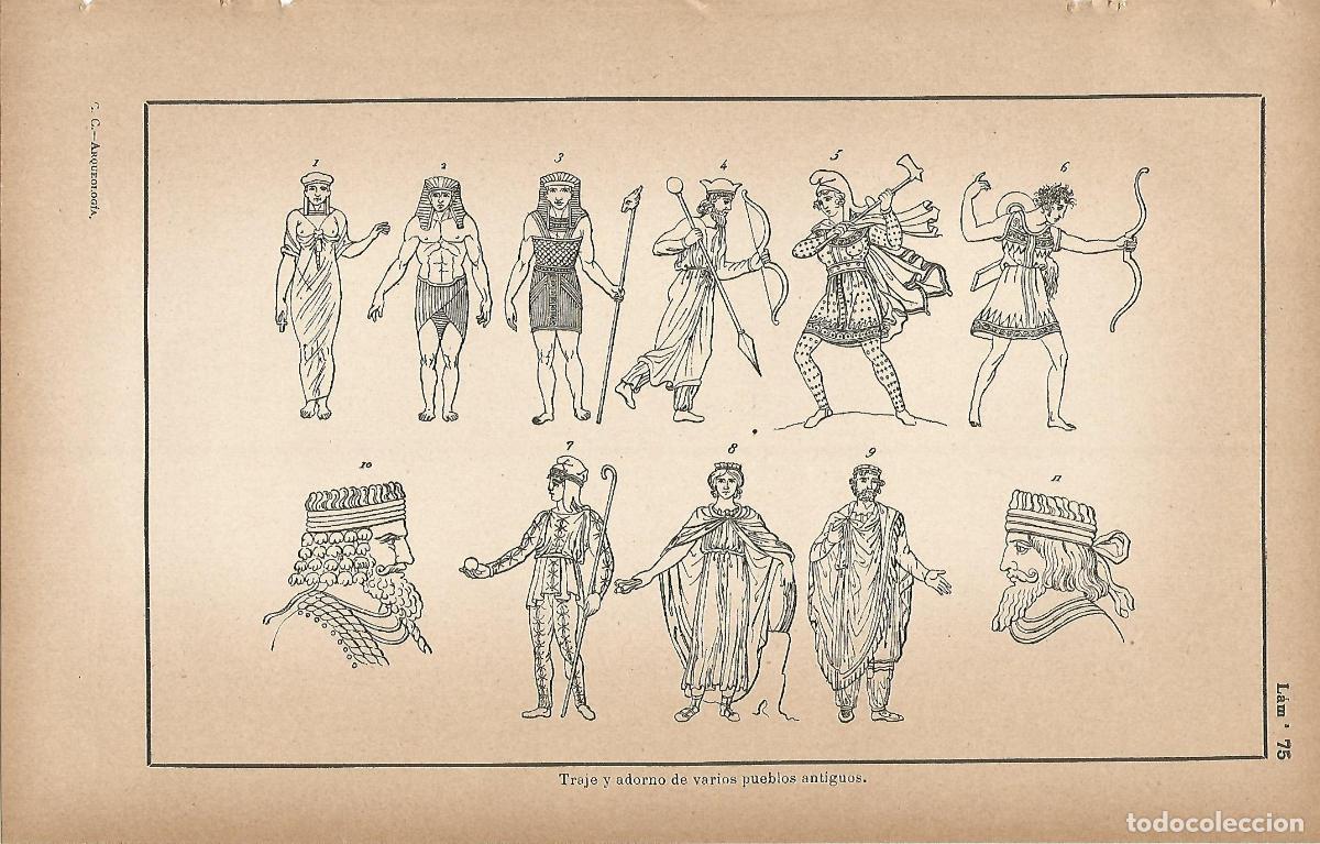 Cartoline: Lamina 075: Trajes de pueblos antiguos - C&eacute;sar Cant&uacute;