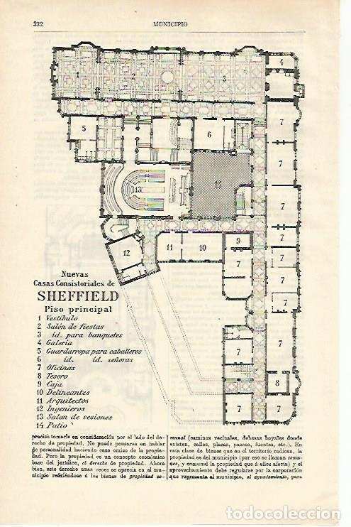 Postkarten: LAMINA ESPASA 24495: Casas Consistoriales de Sheffield - Varios