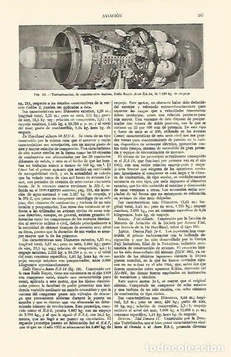 Postales: LAMINA ESPASA 21932: Turboreactor Rolls Royce Avon RA-14 - Varios
