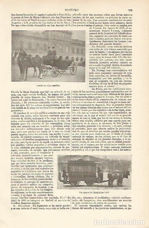 Postais: LAMINA ESPASA 5943: Lando de ocho muelles y rippert de Madrid en 1882 - Varios Autores