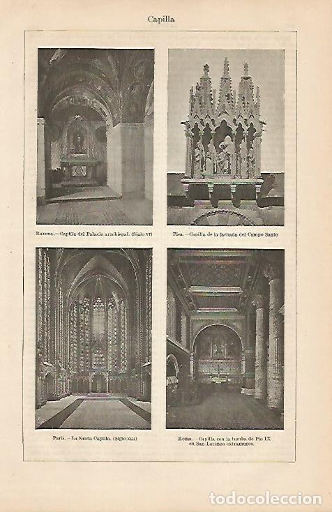 Postcards: LAMINA ESPASA 4249: Capillas en Ravena Pisa Paris y Roma - Varios Autores