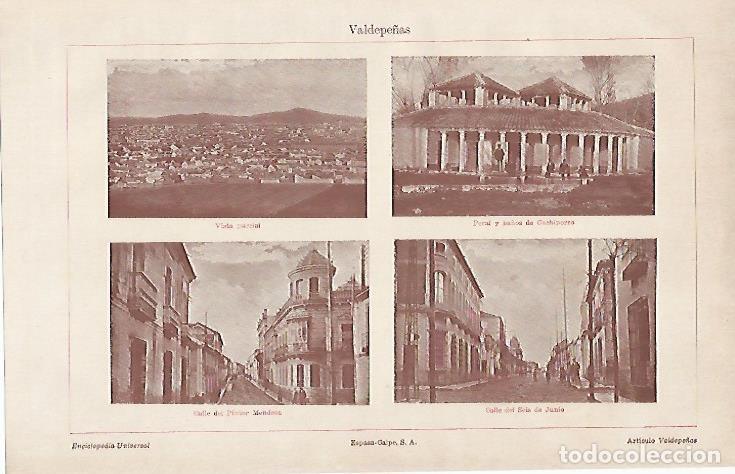 Postales: LAMINA ESPASA 4691: Vistas de Valdepe&ntilde;as Ciudad Real - Varios Autores