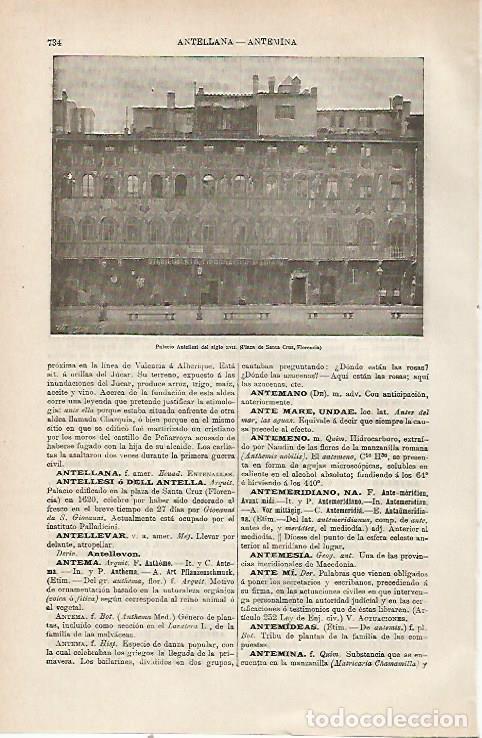 Postais: LAMINA ESPASA 23812: Palacio Antellesi en Florencia - Varios